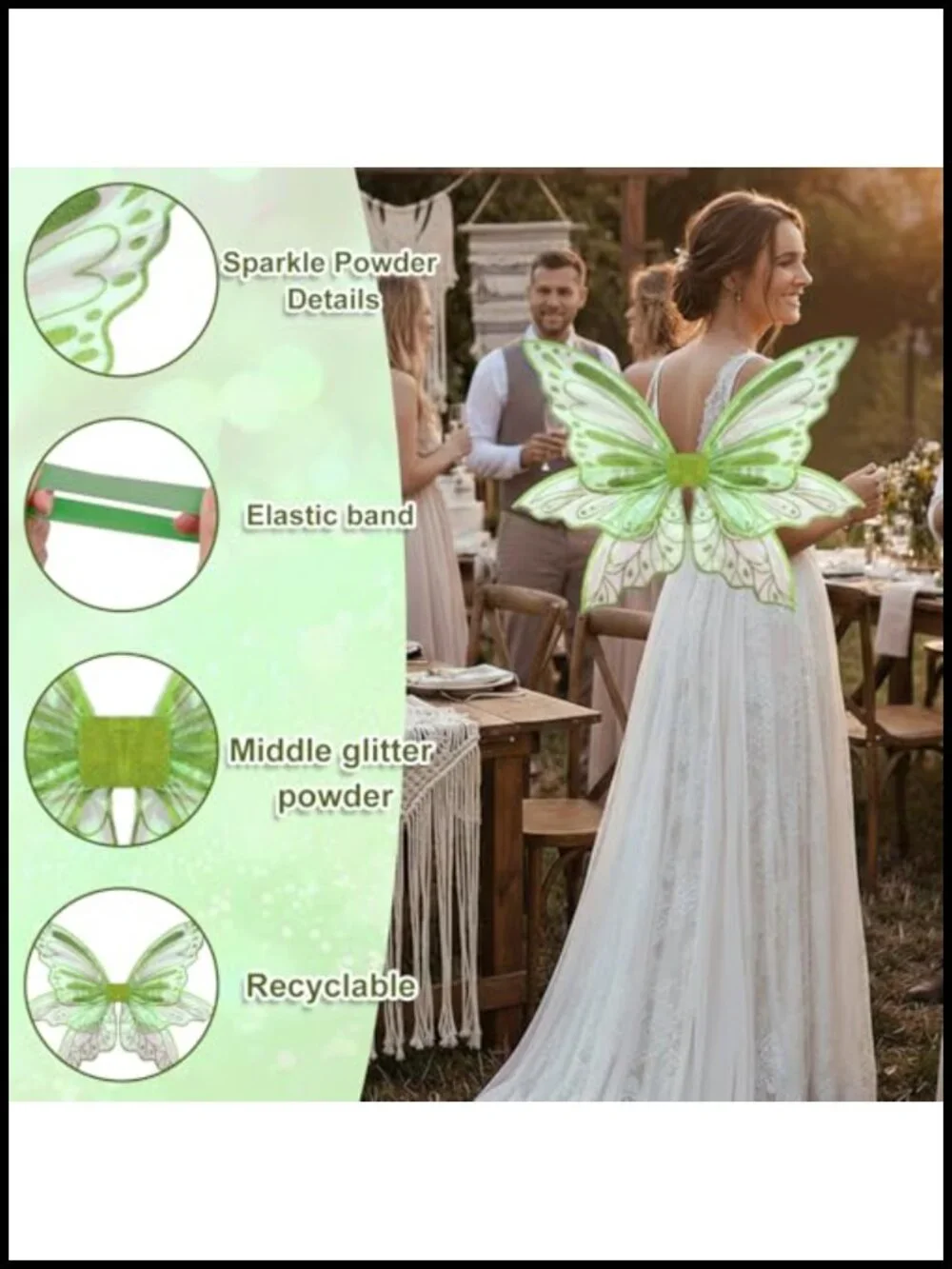 Large Fairy Wings Adult Costume Accessory Organza Glitter Cosplay Halloween